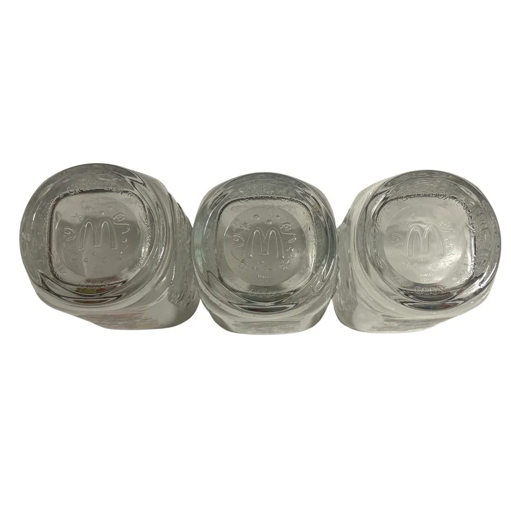 Disney World 2000 Celebration McDonalds Mickey‎ Mouse Glass Mugs Set of 3 Clear